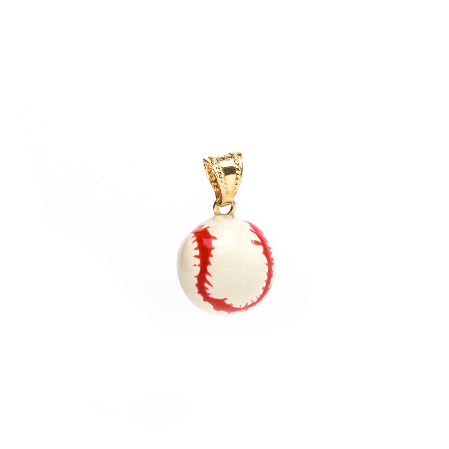 DIJE ORO AMARILLO 14K PELOTA DE BEISBOL ESMALTADA PEQUEÑA