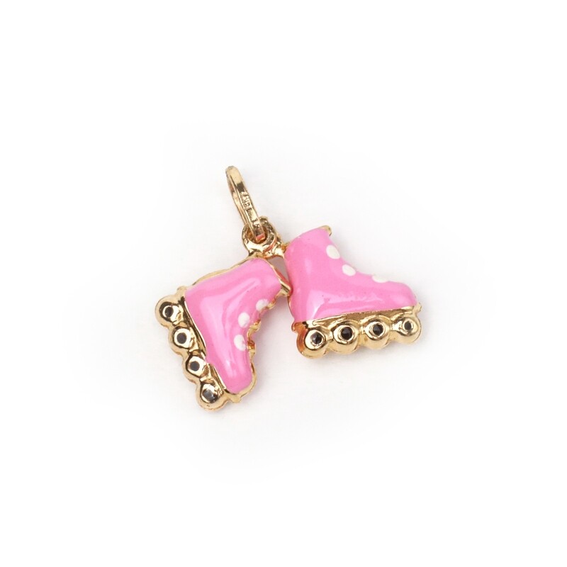 DIJE ORO AMARILLO 14K PATINES ESMALTADOS ROSADOS