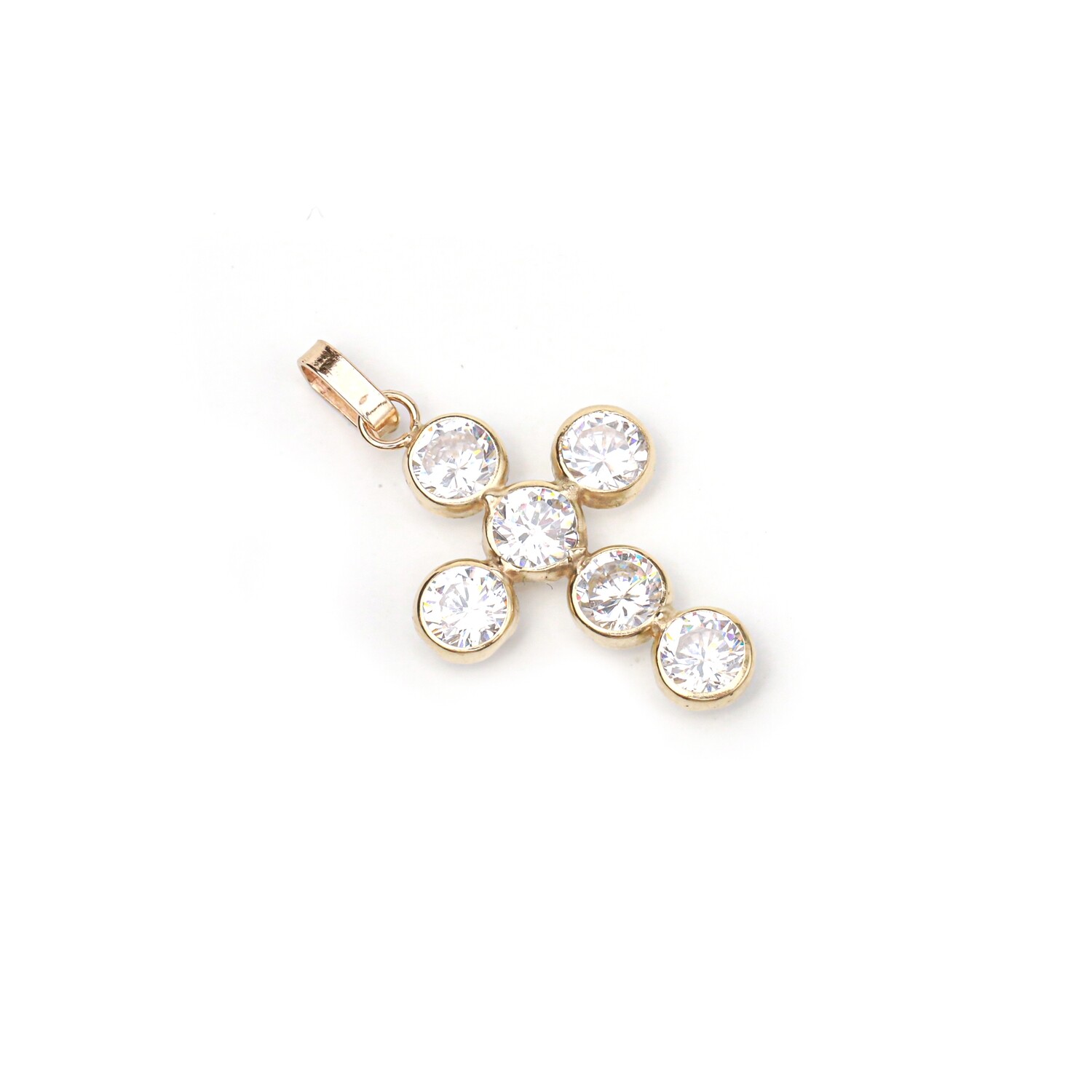 DIJE CRUCIFIJO ORO AMARILLO 14K CON CIRCONIA