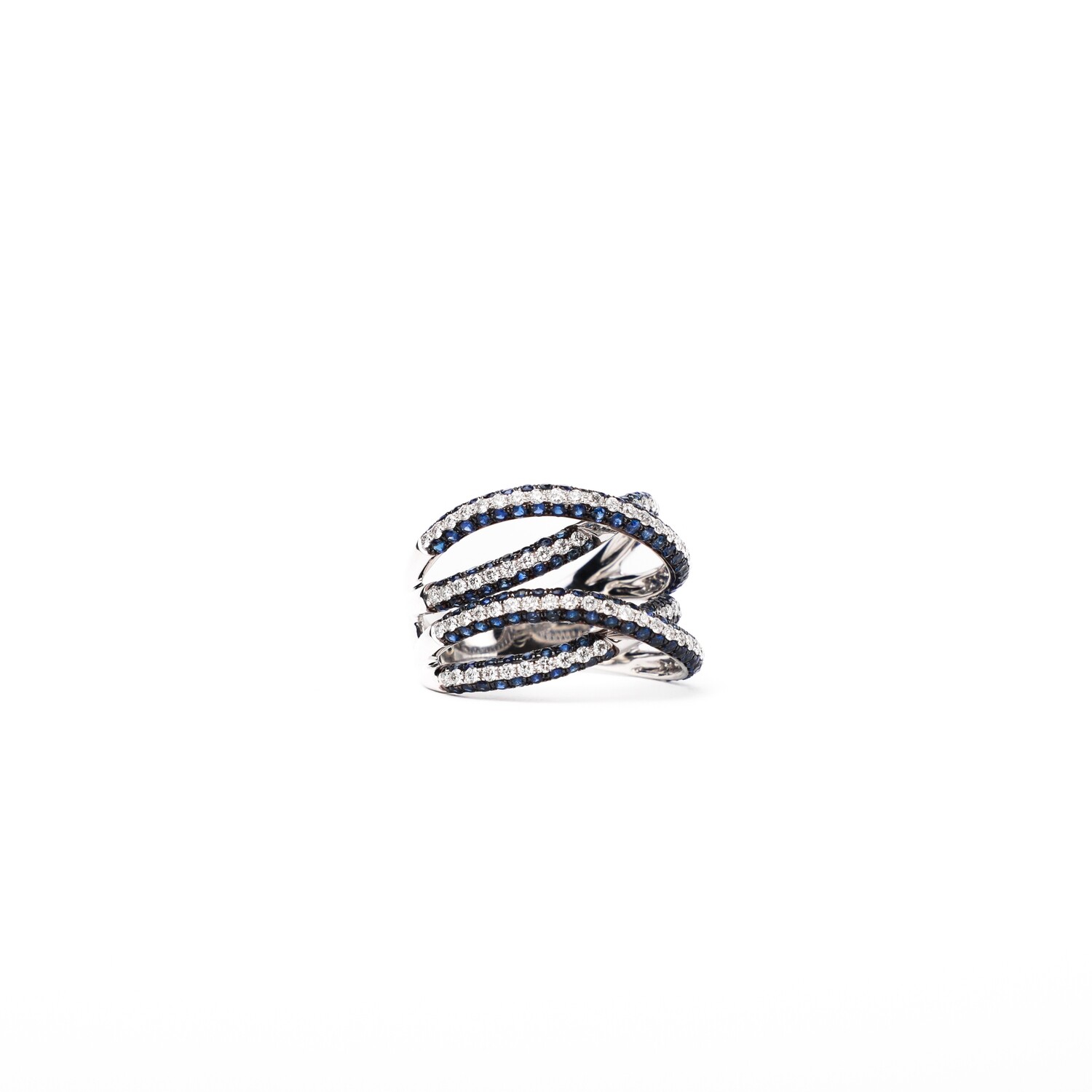 ANILLO ORO BLANCO ZAFIRO Y DIAMANTES 18K