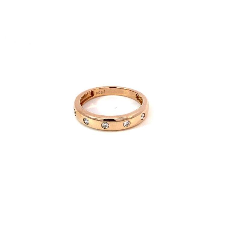 ANILLO ORO ROSADO PUNTOS DE DIAMANTES PAVET 14K