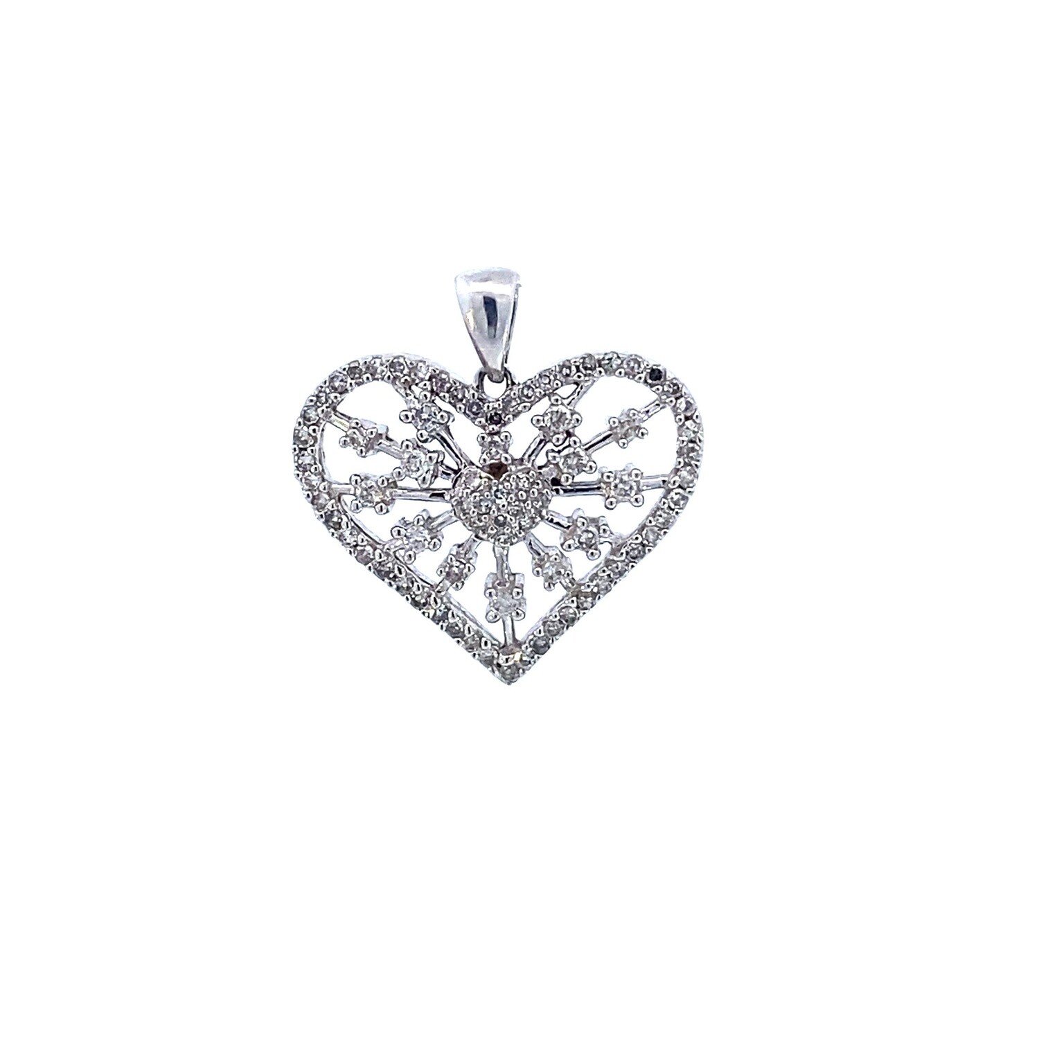DIJE ORO BLANCO CORAZON CON DTES PAVET 14K