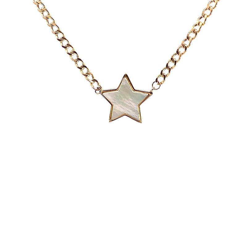 CADENA DIJE A ESTRELLA MADREPERLA DISE 14K