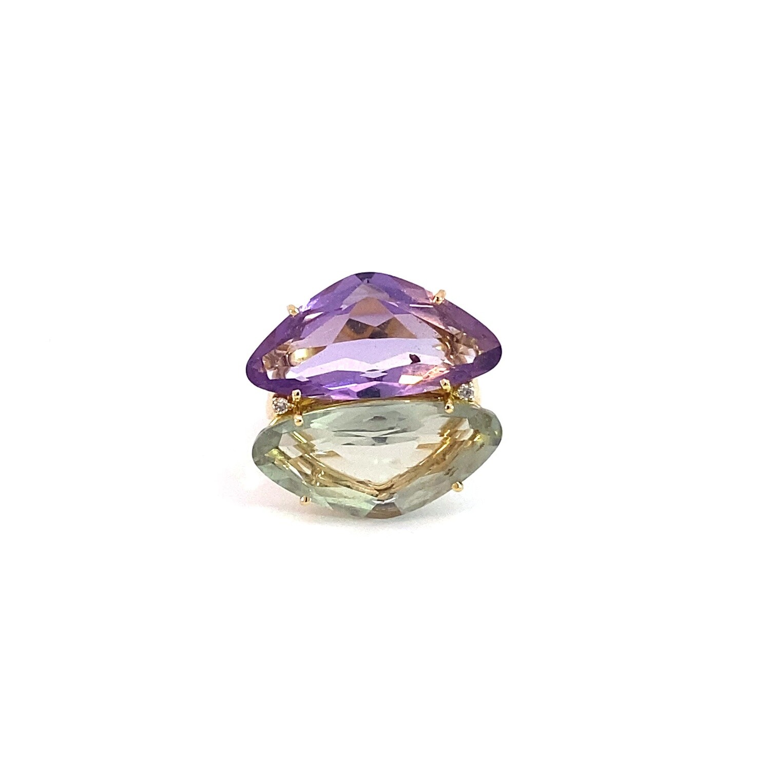 ANILLO AMARILLO AMATISTA,SEMI,DIAMANTES 18K