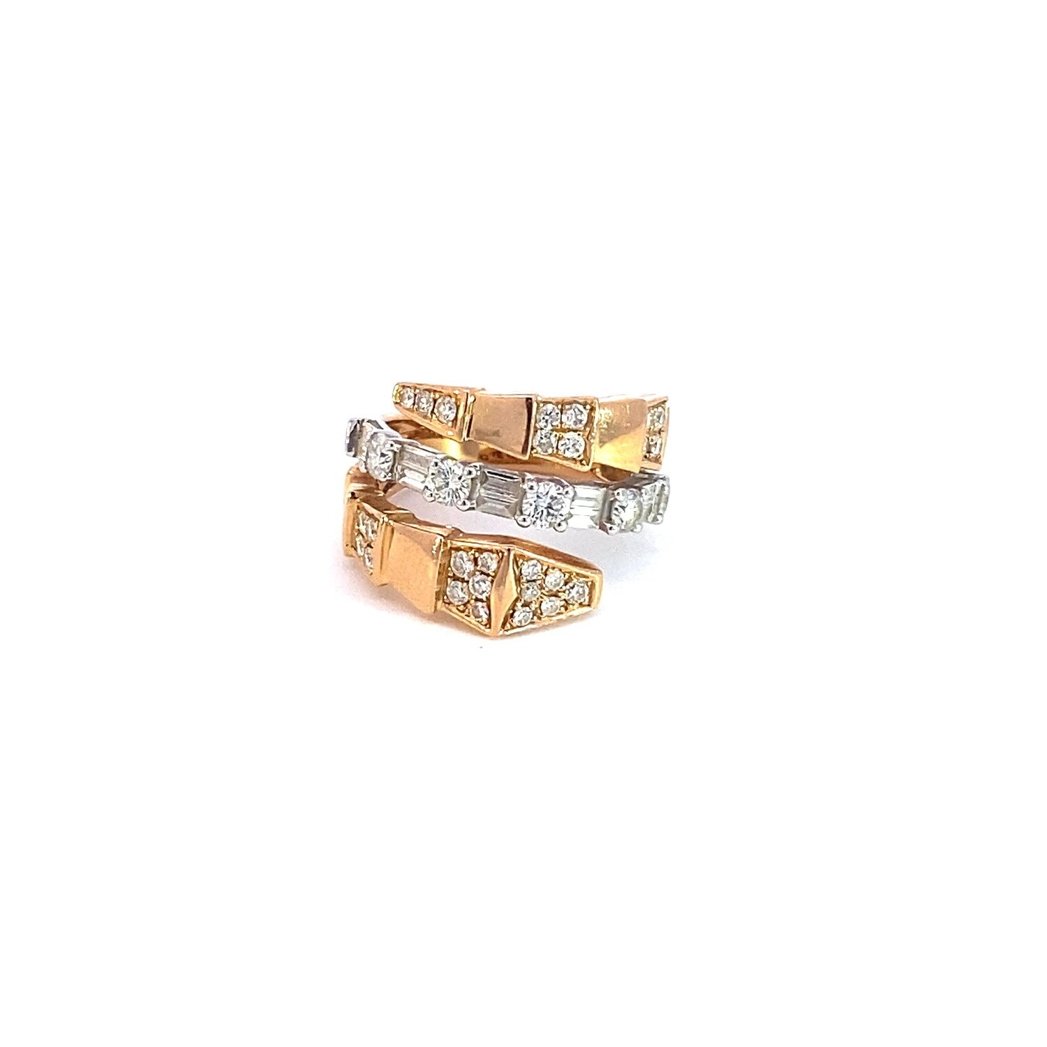 ANILLO TRES ORO DIAMANTES SERPIENTE 1.37CT 18K