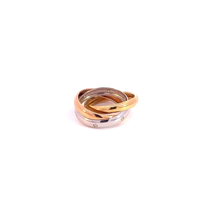 ANILLO 3 ORO ENTRELAZADO DISE CARTIER LISO 14K