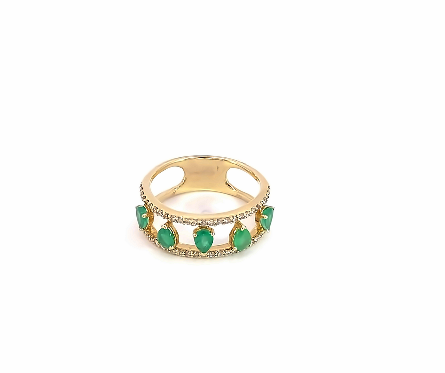 ANILLO ORO AMARILLO  ESMERALDA DIAMANTES 14K