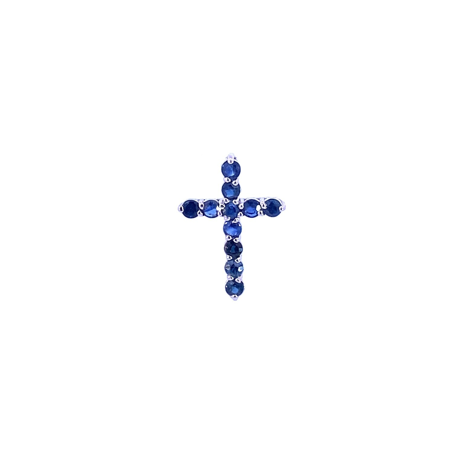 DIJE CRUCIFIJO AZUL SAFIRO  14K