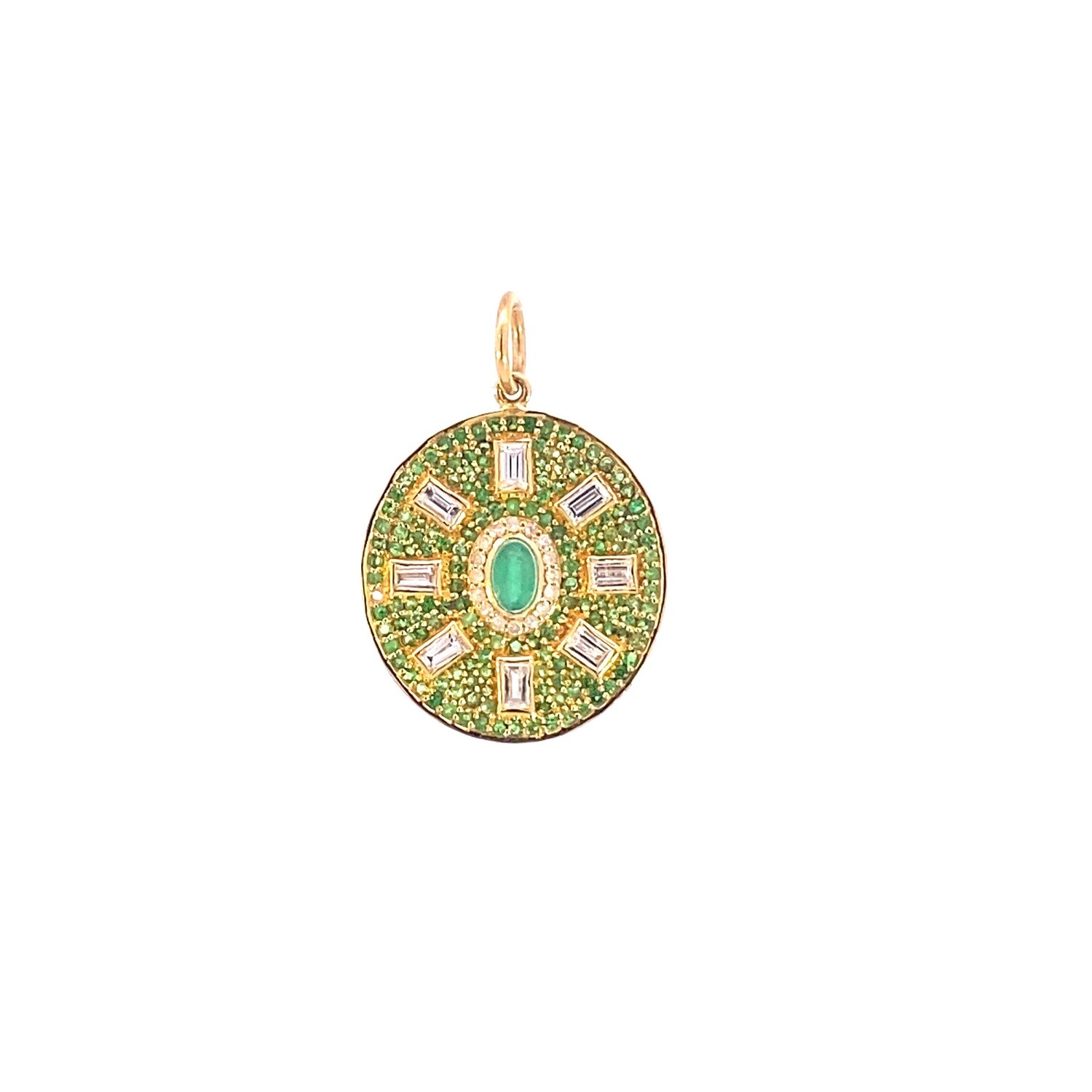 DIJE ORO AMARILLO ESMERALDA Y DIAMANTES 14K