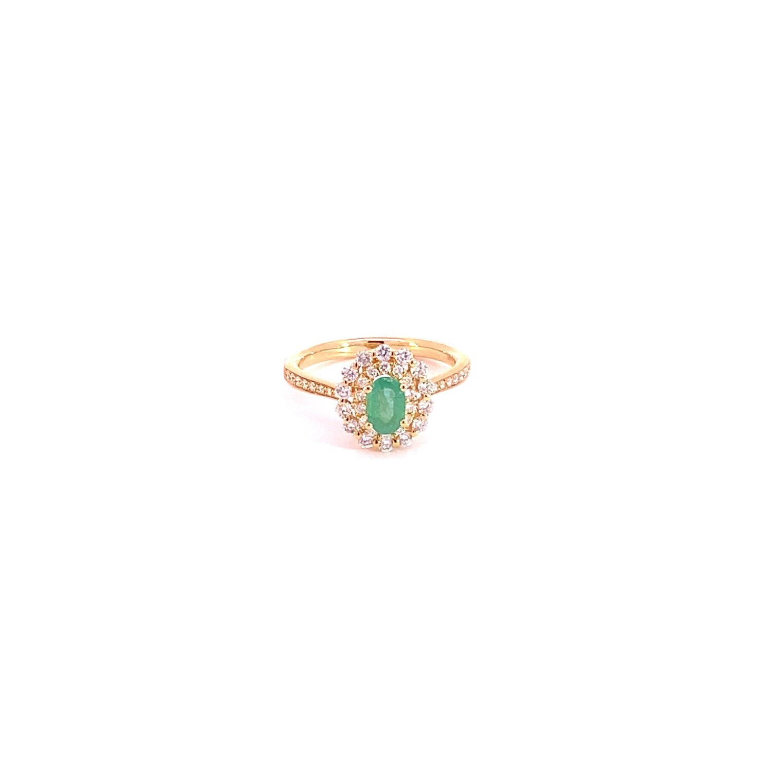 ANILLO ORO AMARILLO ESMERALDA DIAMANTES 18K