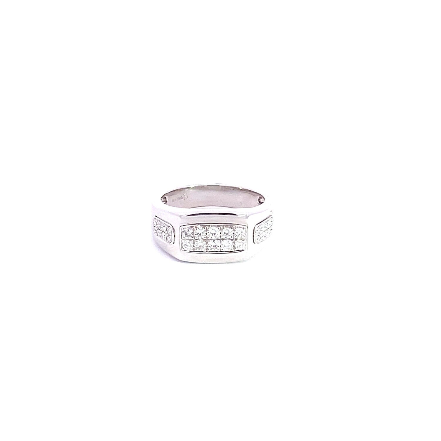 ANILLO ORO BLANCO DIAMANTES PABER HOMBRE 14K D.58