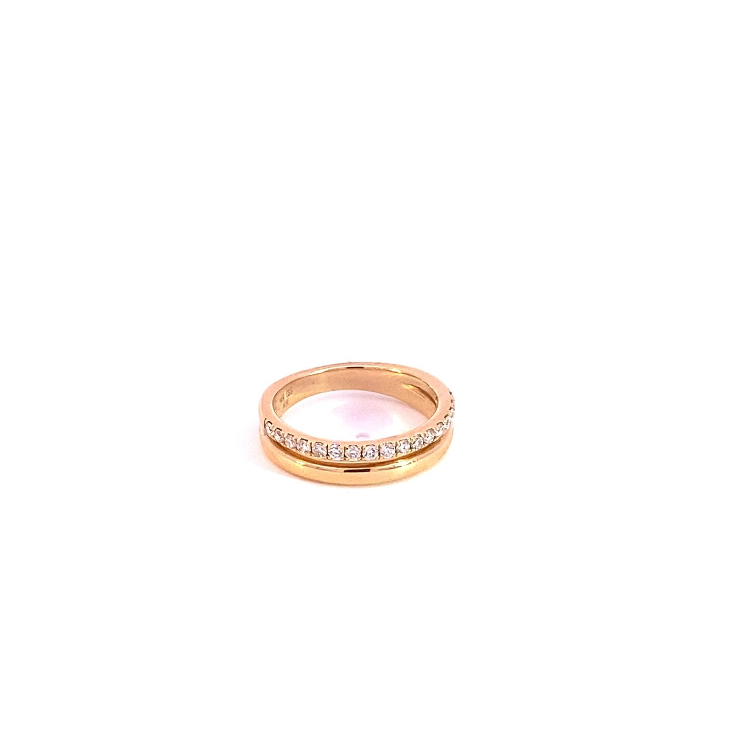 ANILLO ORO AMARILLO DIAMANTES PAVET LISO 14K D.31