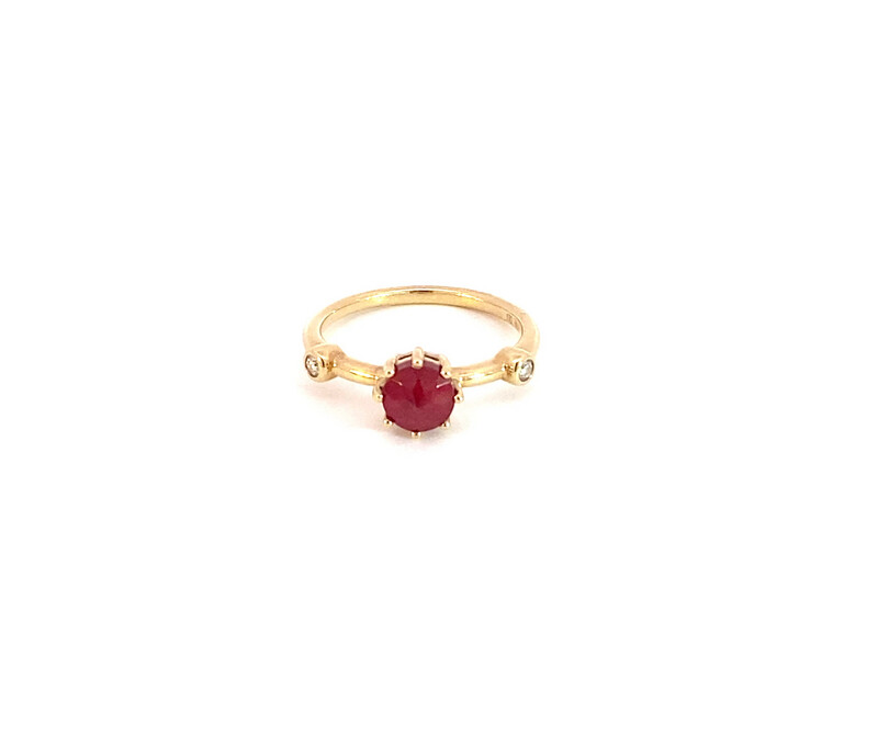 ANILLO ORO AMARILLO CUARZO DE RUBI 14K