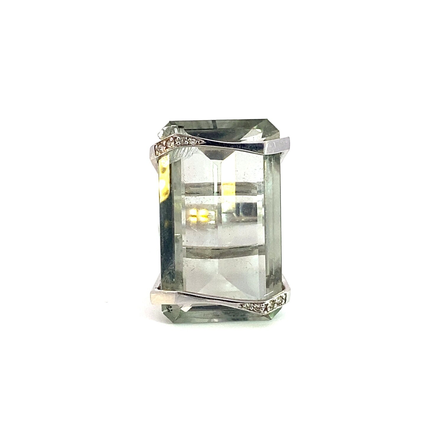 ANILLO TOPACIO VERDE Y DIAMANTES 18K