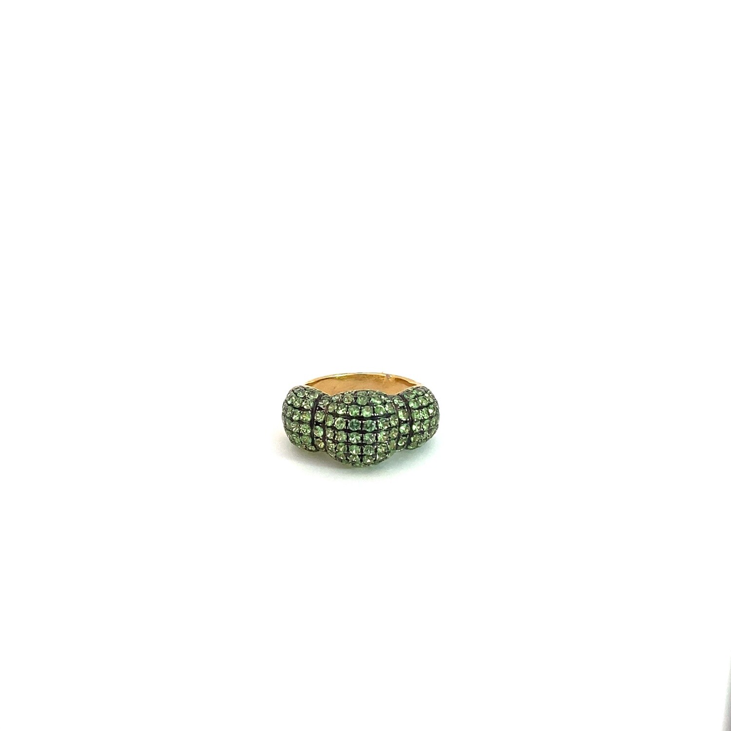 ANILLO ORO AMARILLO SAFIROS ROSA VERDE 18K