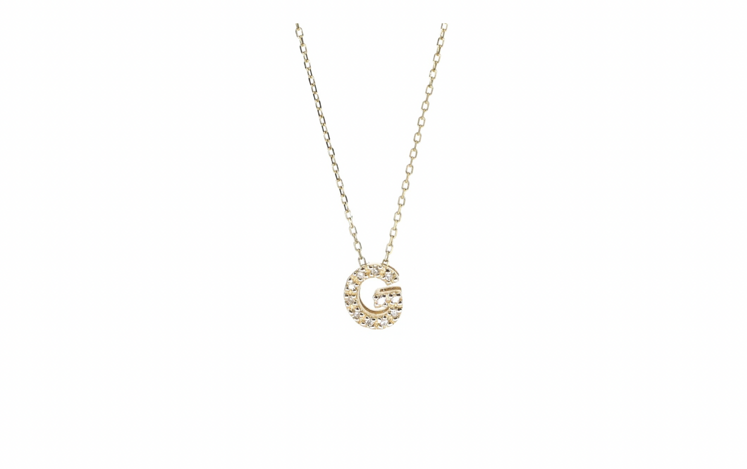 CADENA ORO AMARILLO CON DIJE INICIAL PEQUEÑA  CON DIAMANTES 14K, CADENA CON DIJE INICIAL PEQUEÑA CON DIAMANTES 14K: CADENA CON DIJE INICIAL &quot;G&quot; PEQUEÑA CON DIAMANTES 14K