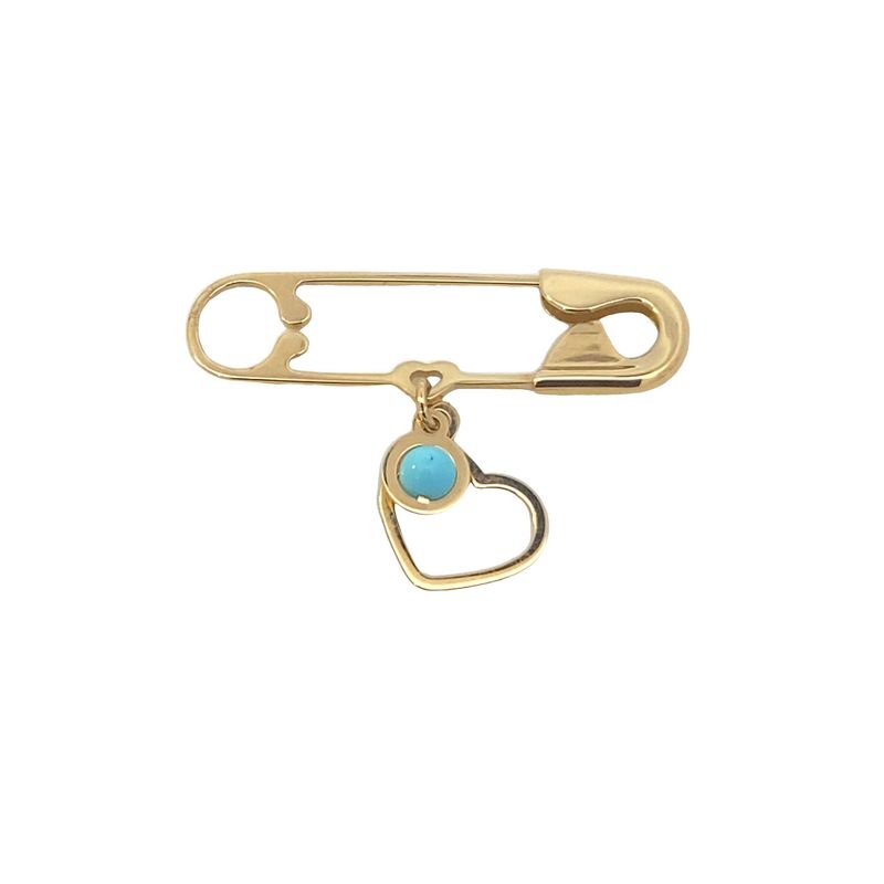 CHAMBRA ORO AMARILLO TURQUESA CORAZON LISO 18K
