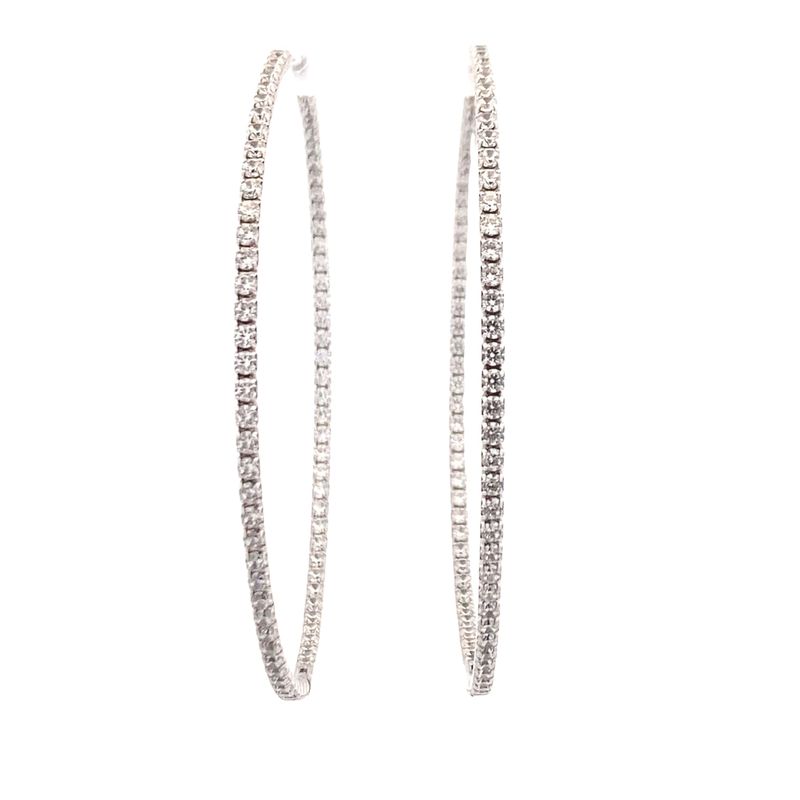 ARETES ORO BLANCO ARGOLLAS CIRCONIA MEDIANA 14K
