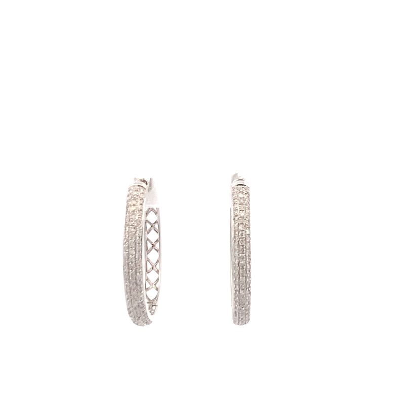 ARGOLLAS REDONDAS PEQUEÑAS ORO BLANCO DIAMANTES 14K