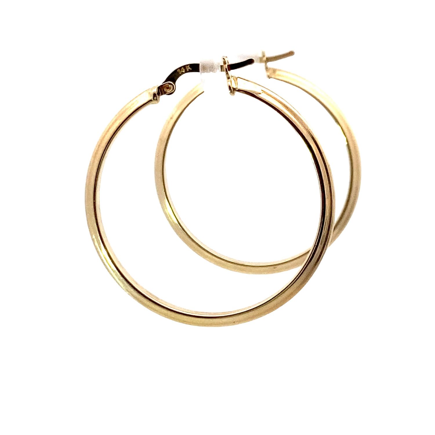 ARETES ORO AMARILLO ARGOLLA GRANDE LISA FINA 14K