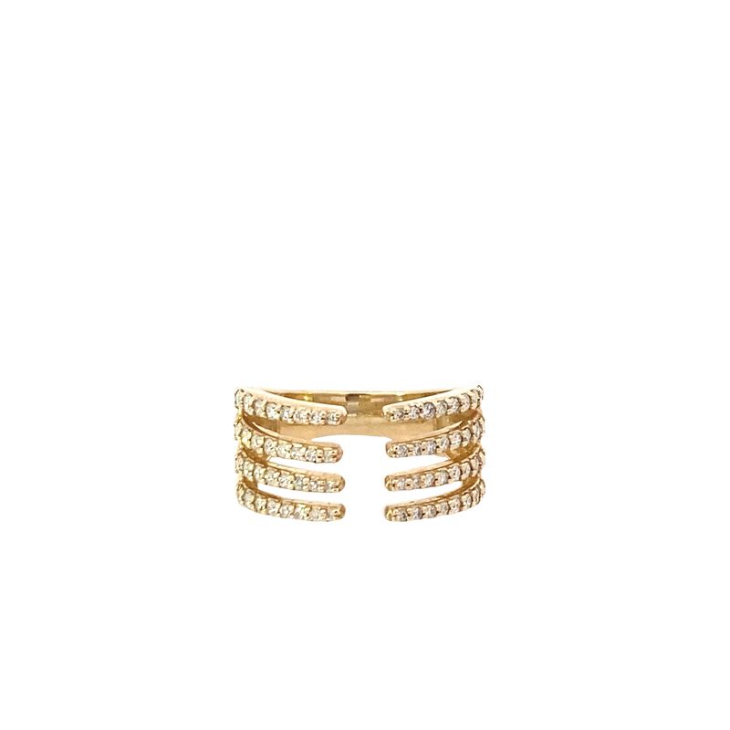 ANILLO ORO AMARILLO CUATRO LINEAS DIAMANTES 14K