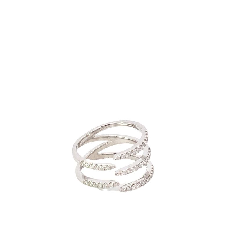 ANILLO ORO ORO BLANCO DIAMANTES 5 LINEAS ABIERTA 14K D.45