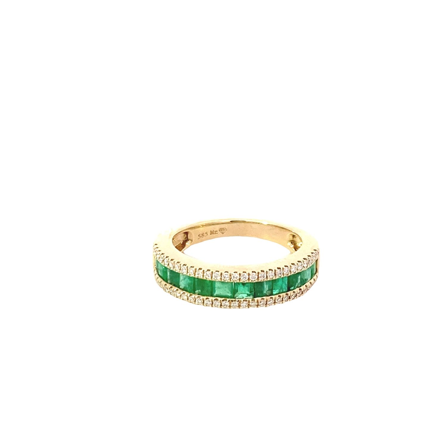 ANILLO ORO AMARILLO ARO ESMERALDA Y DIAMANTES 14K