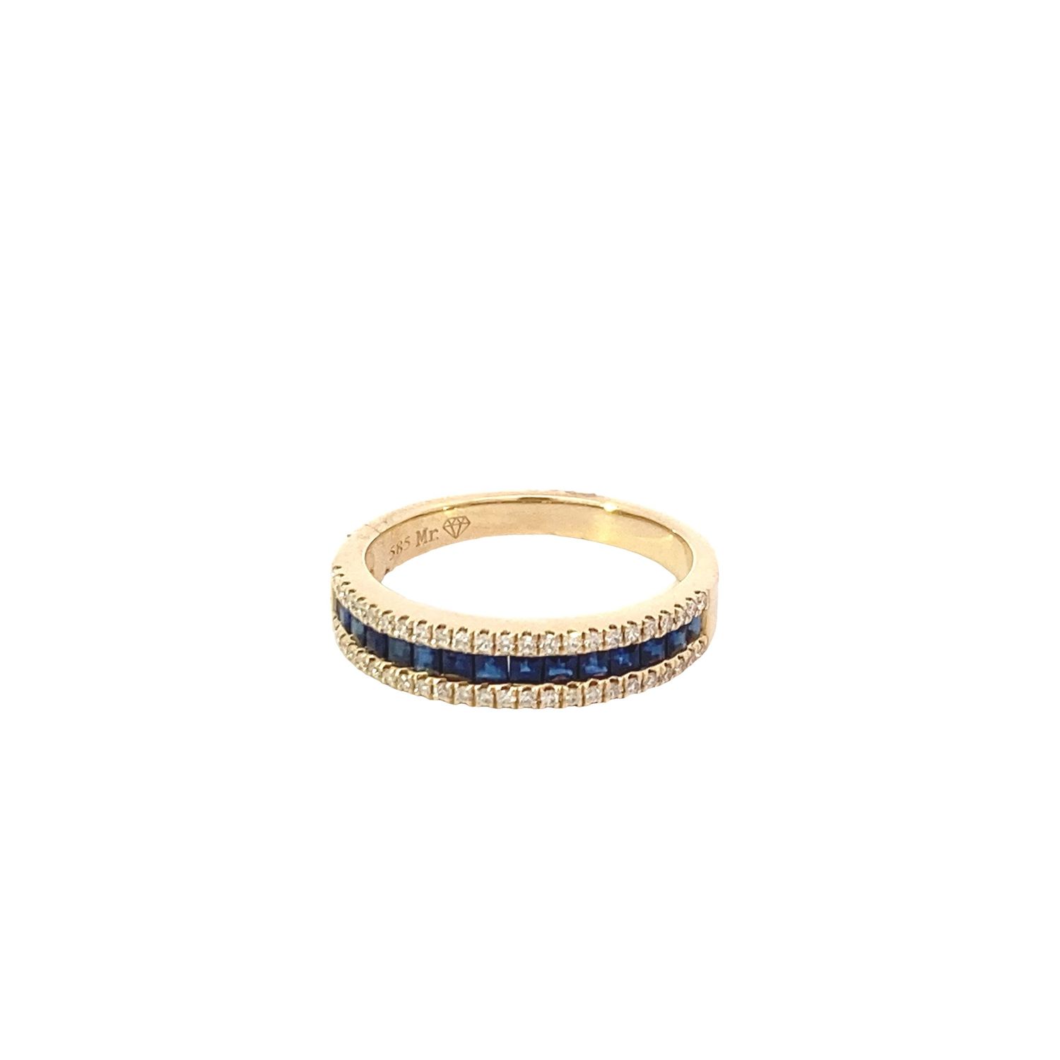 ANILLO ORO AMARILLO ARO ZAFIRO Y DIAMANTES 14K