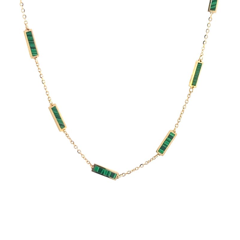 CADENA  ORO AMARILLO MALAQUITA 14K