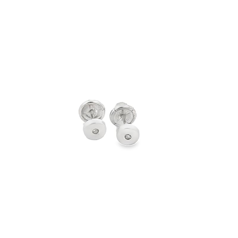 ARETES ORO BLANCO DORMILONA DIAMANTES REDODNO MINI 14K D.02