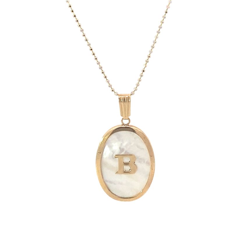 DIJE ORO AMARILLO MEDALLA INICIAL MADRE PERLA
