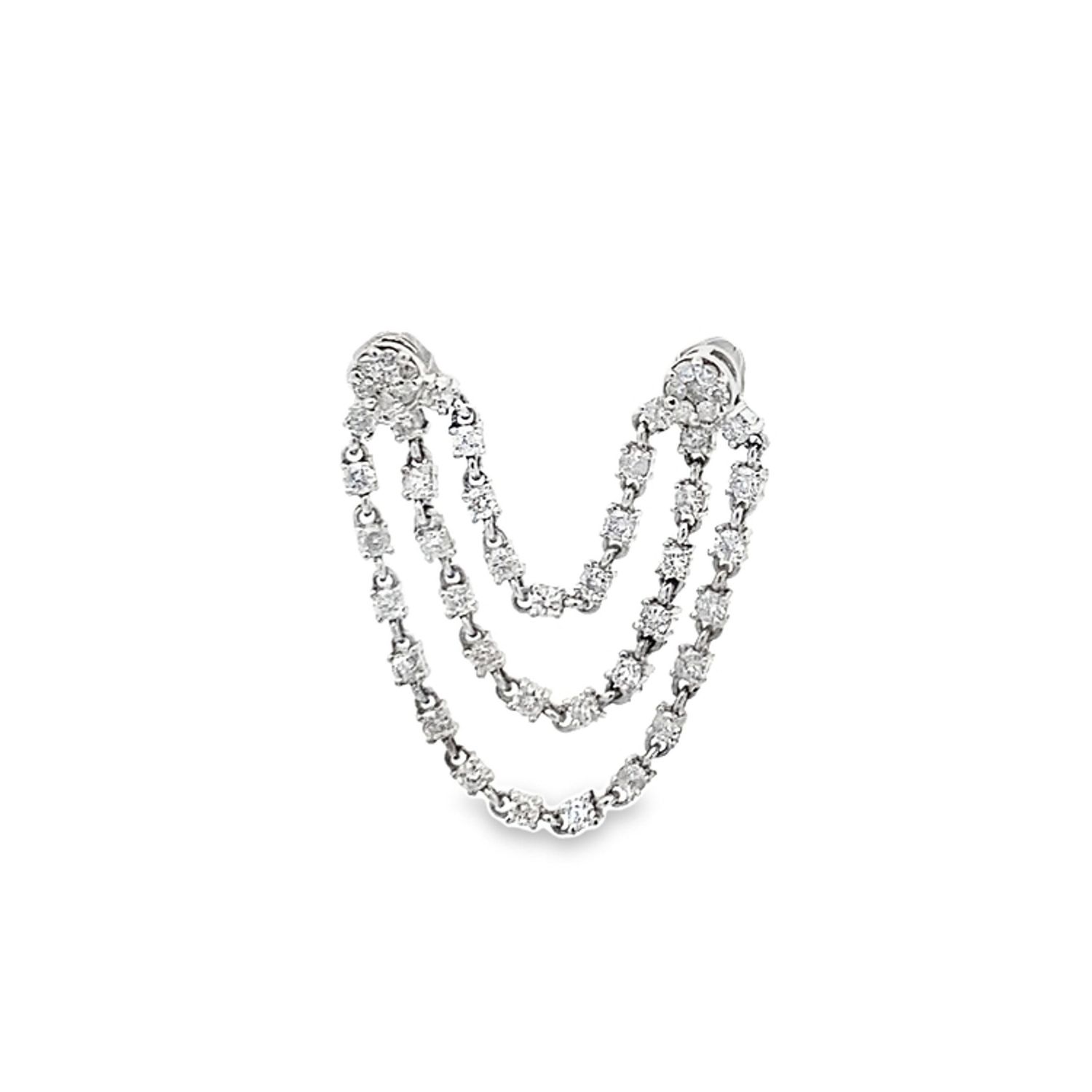 ARETES ORO BLANCO DIAMANTES  MODERNO 14K