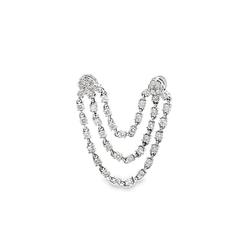 ARETES ORO BLANCO DIAMANTES  MODERNO 14K