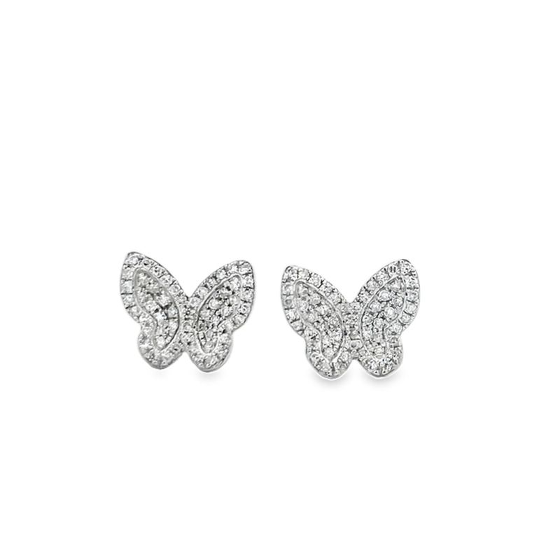 ARETES ORO BLANCO MARIPOSAS DIAMANTES   0.37CT 14K