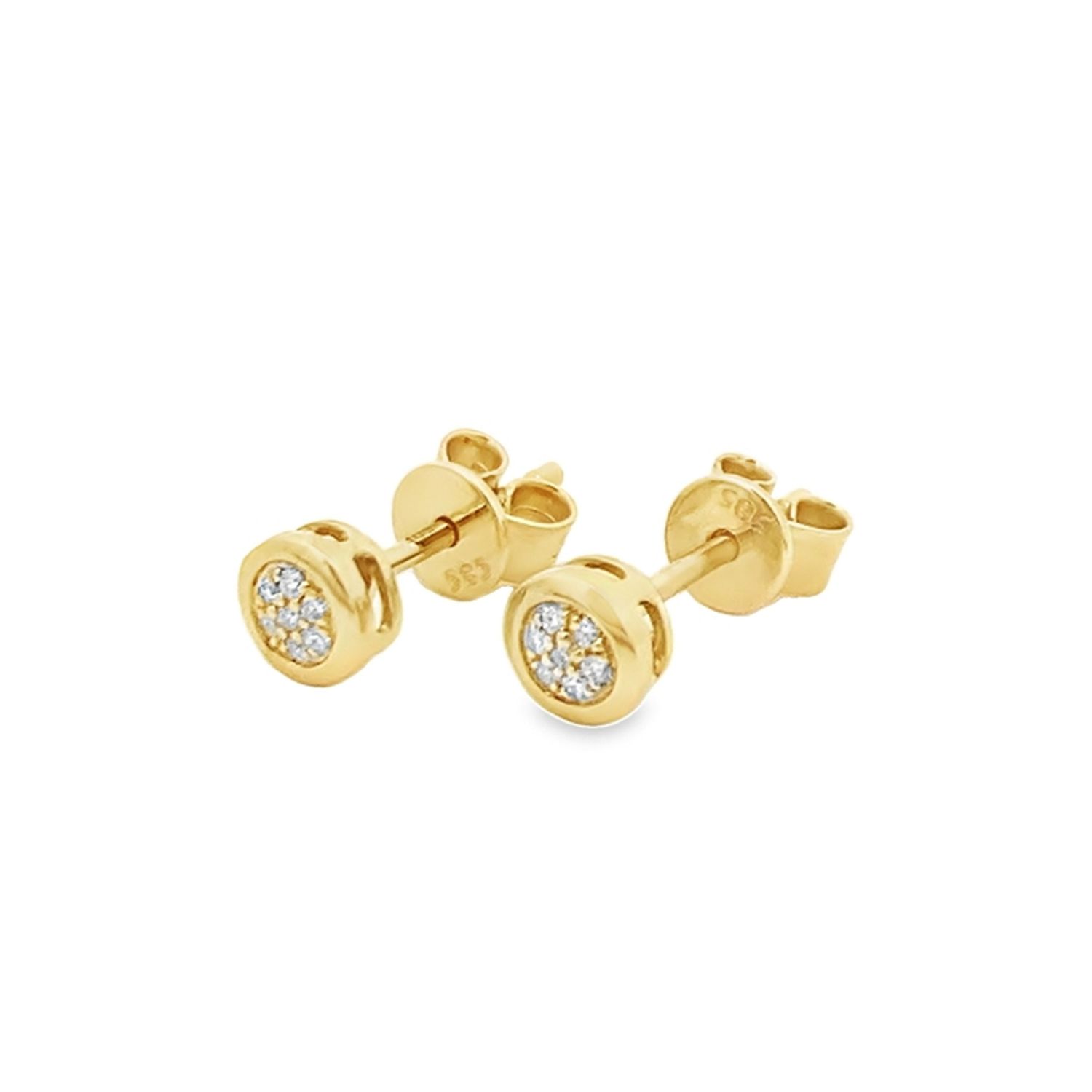 ARETES ORO AMARILLO DORMILONA BRILLANTES  MINI 14K D.05