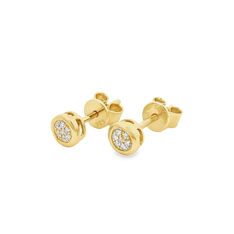 ARETES ORO AMARILLO DORMILONA BRILLANTES  MINI 14K D.05