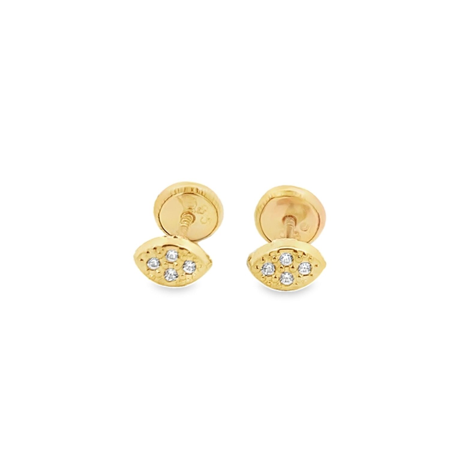 ARETES ORO AMARILLO HOJA CIRCONIA 14K