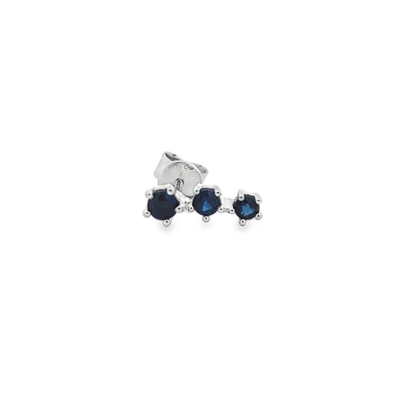 ARETES ORO BLANCO  ZAFIRO PIERCING 1/2 PAR 18K
