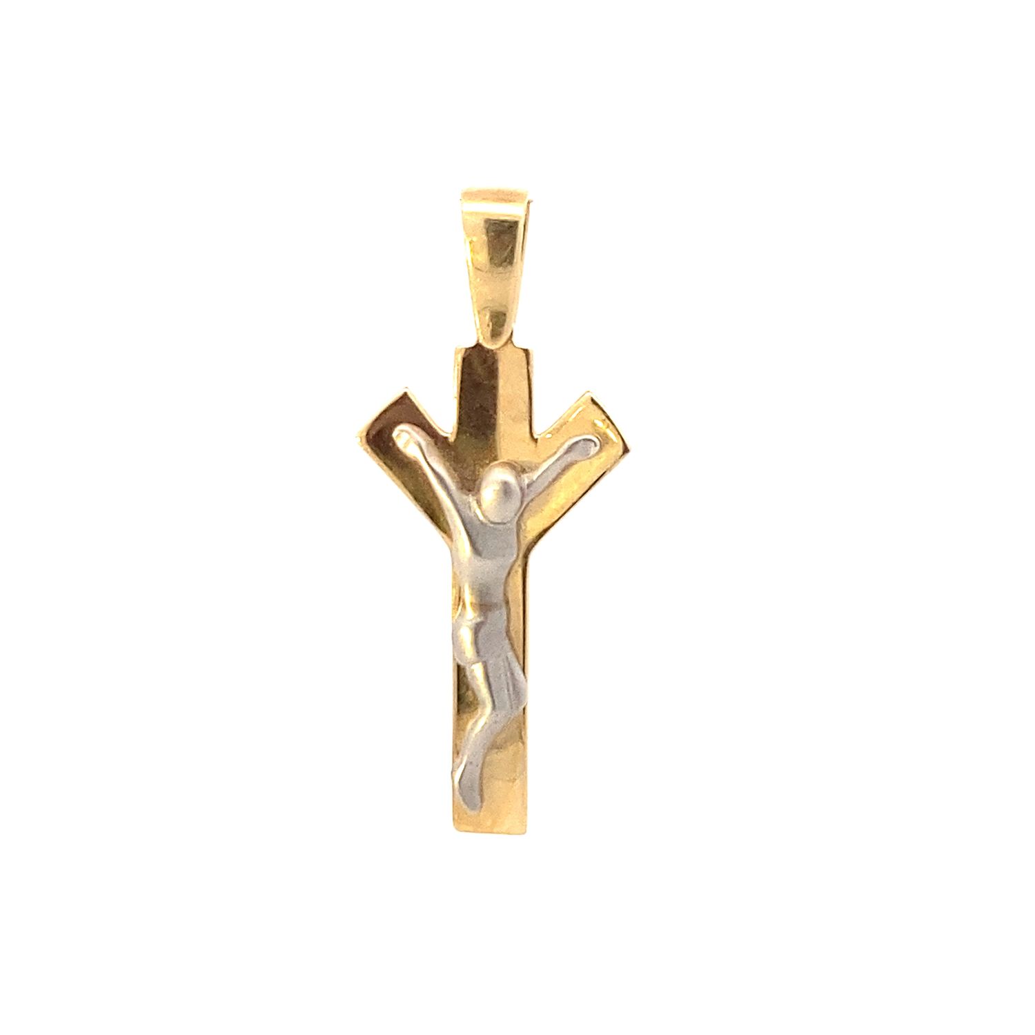 DIJE ORO COMBINADO CRUCIFIJO MATE Y BRILLO 14K