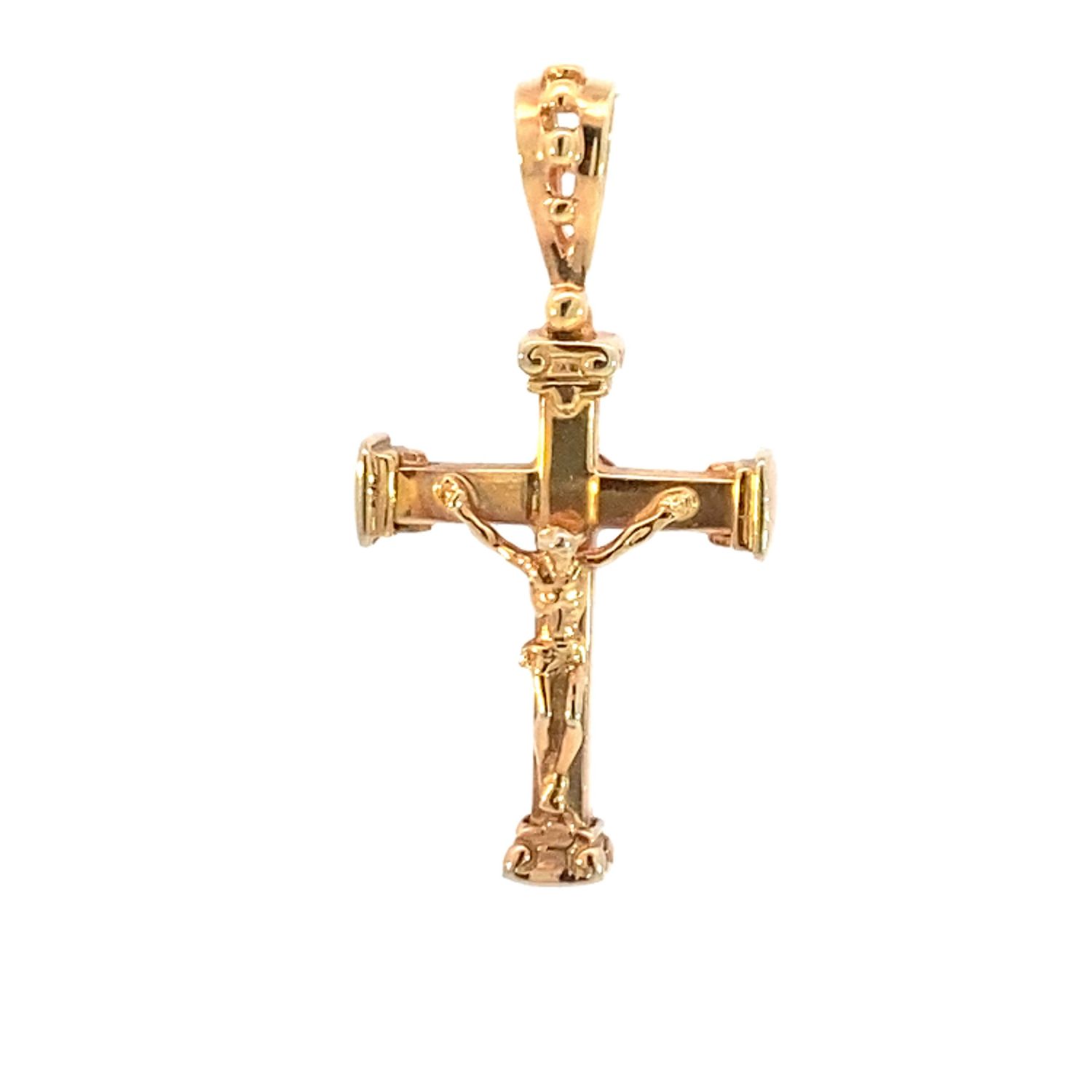 DIJE ORO ROSADO CRUCIFIJO CON CRISTO 14K