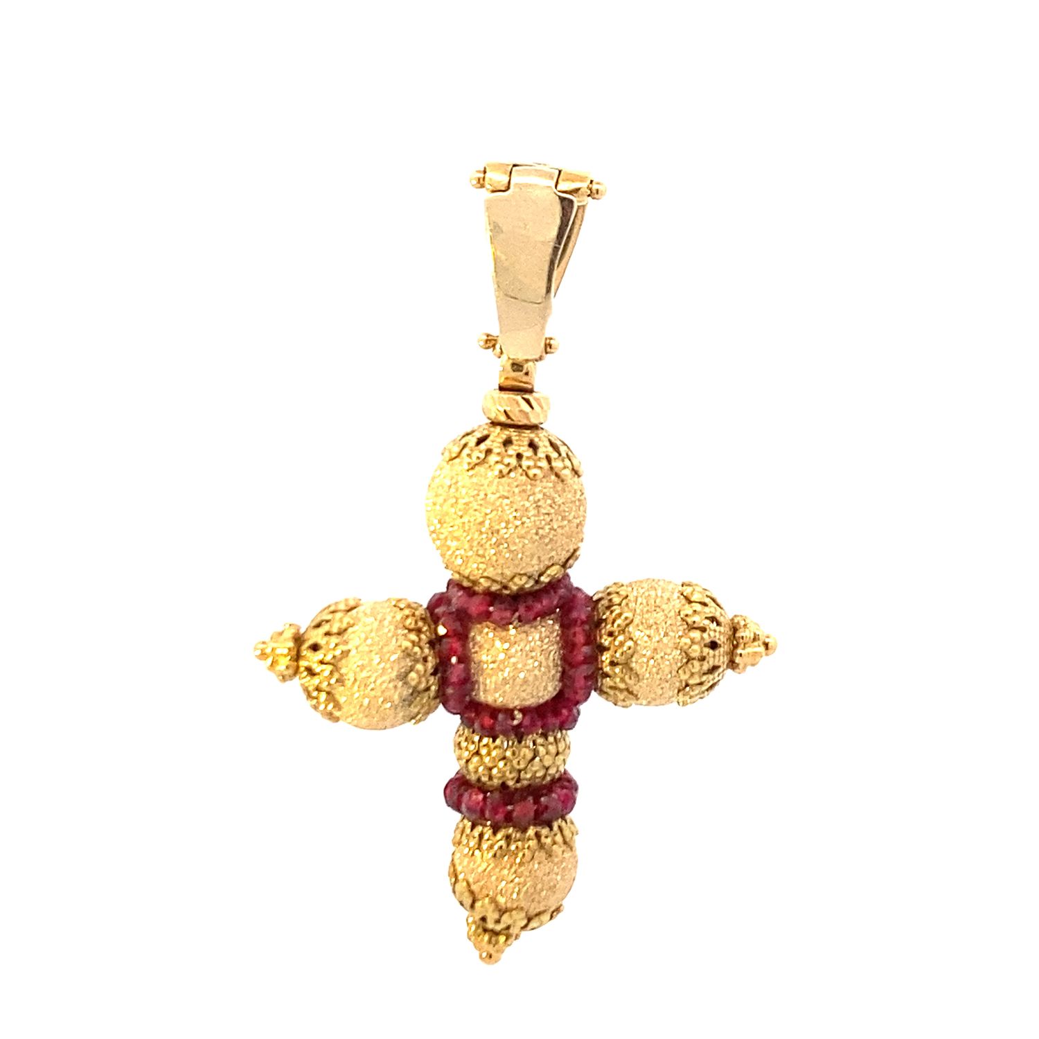 DIJE ORO AMARILLO  CRUCIFIJO RUBI 18K