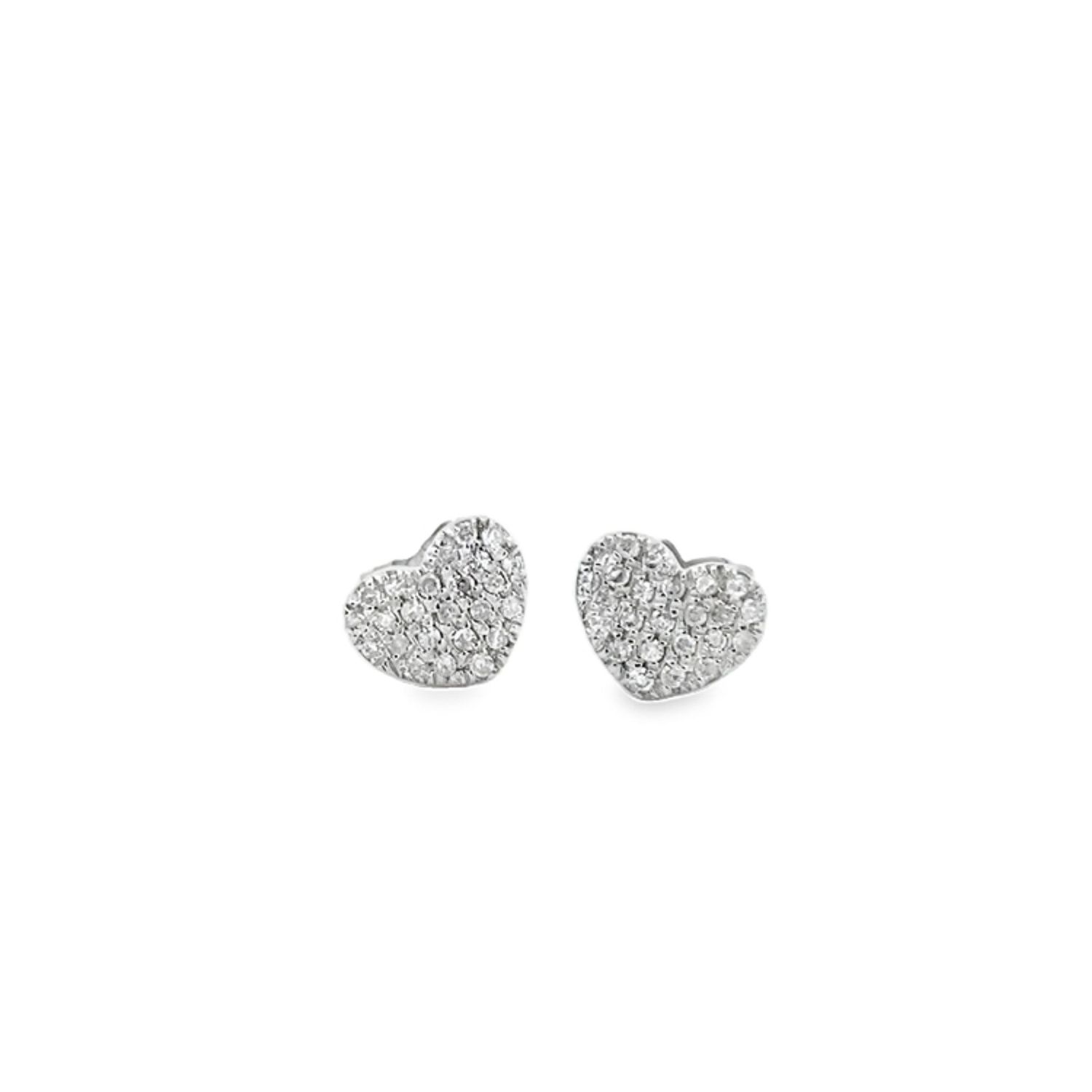 ARETES ORO BLANCO  DORMILONA DIAMANTES CORAZON  14K
