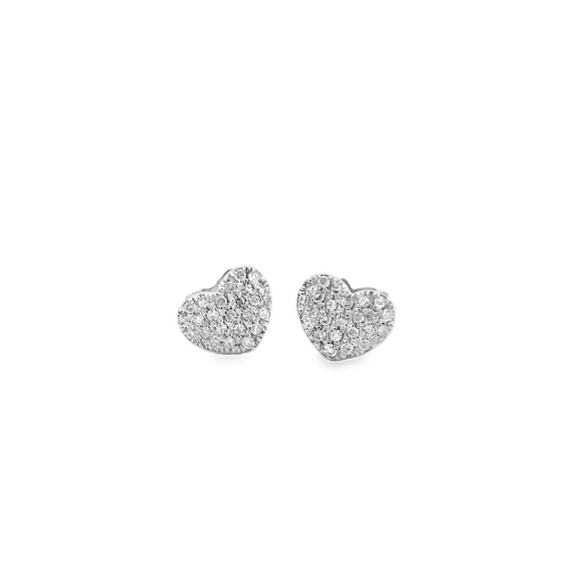 ARETES ORO BLANCO  DORMILONA DIAMANTES CORAZON  14K