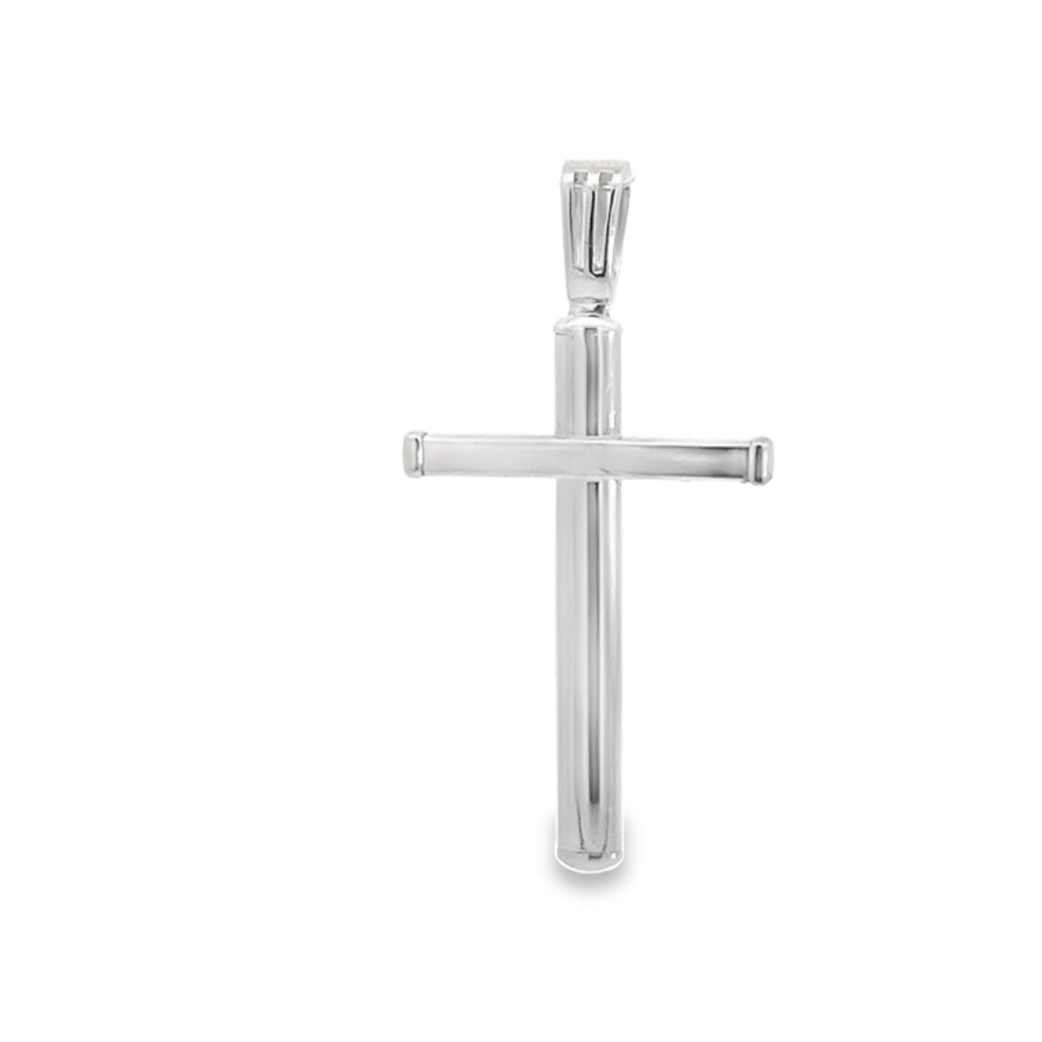 DIJE ORO BLANCO  LISA CRUCIFIJO MEDIANO 14K