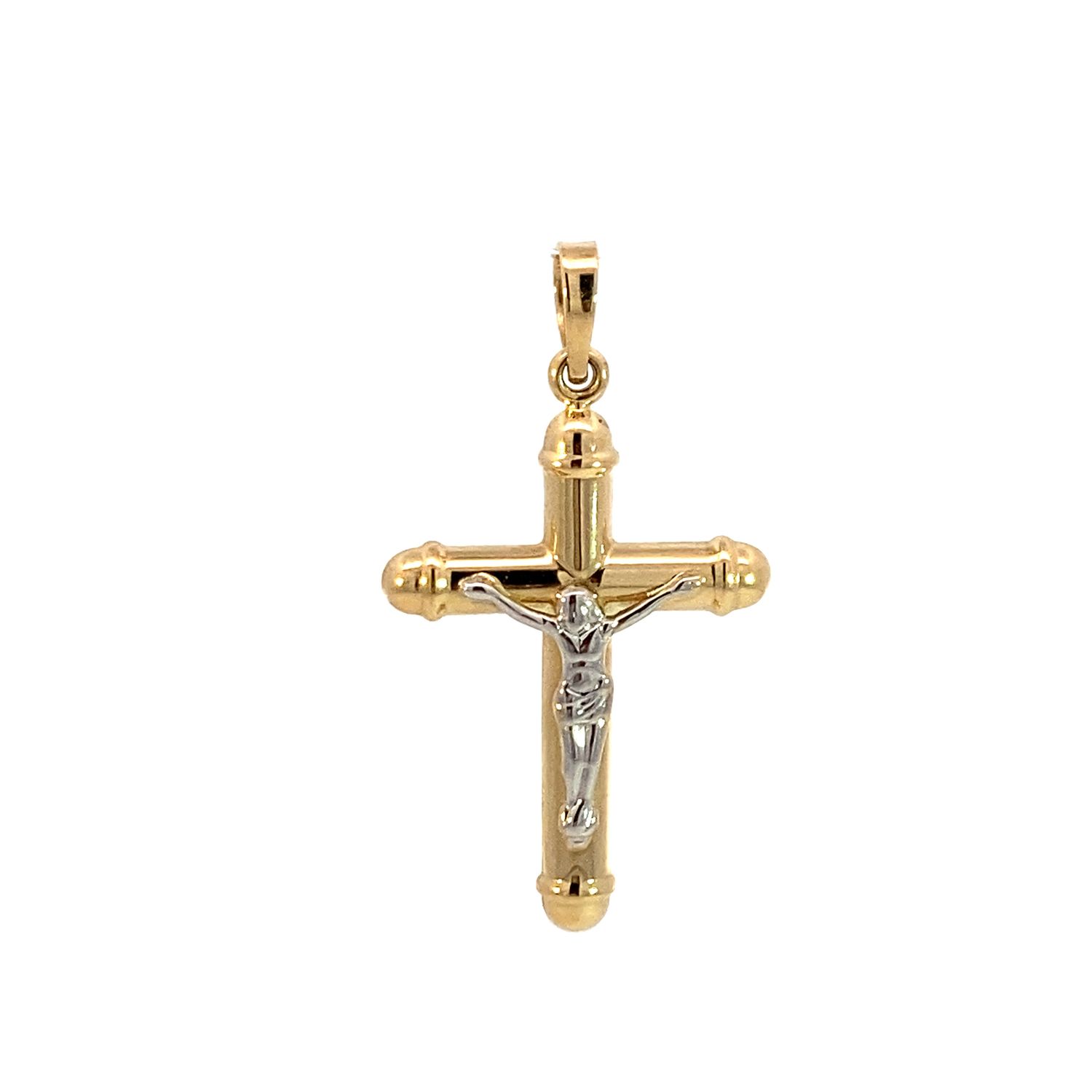 DIJE ORO COMBINADO  CRUCIFIJO CON CRISTO 14K
