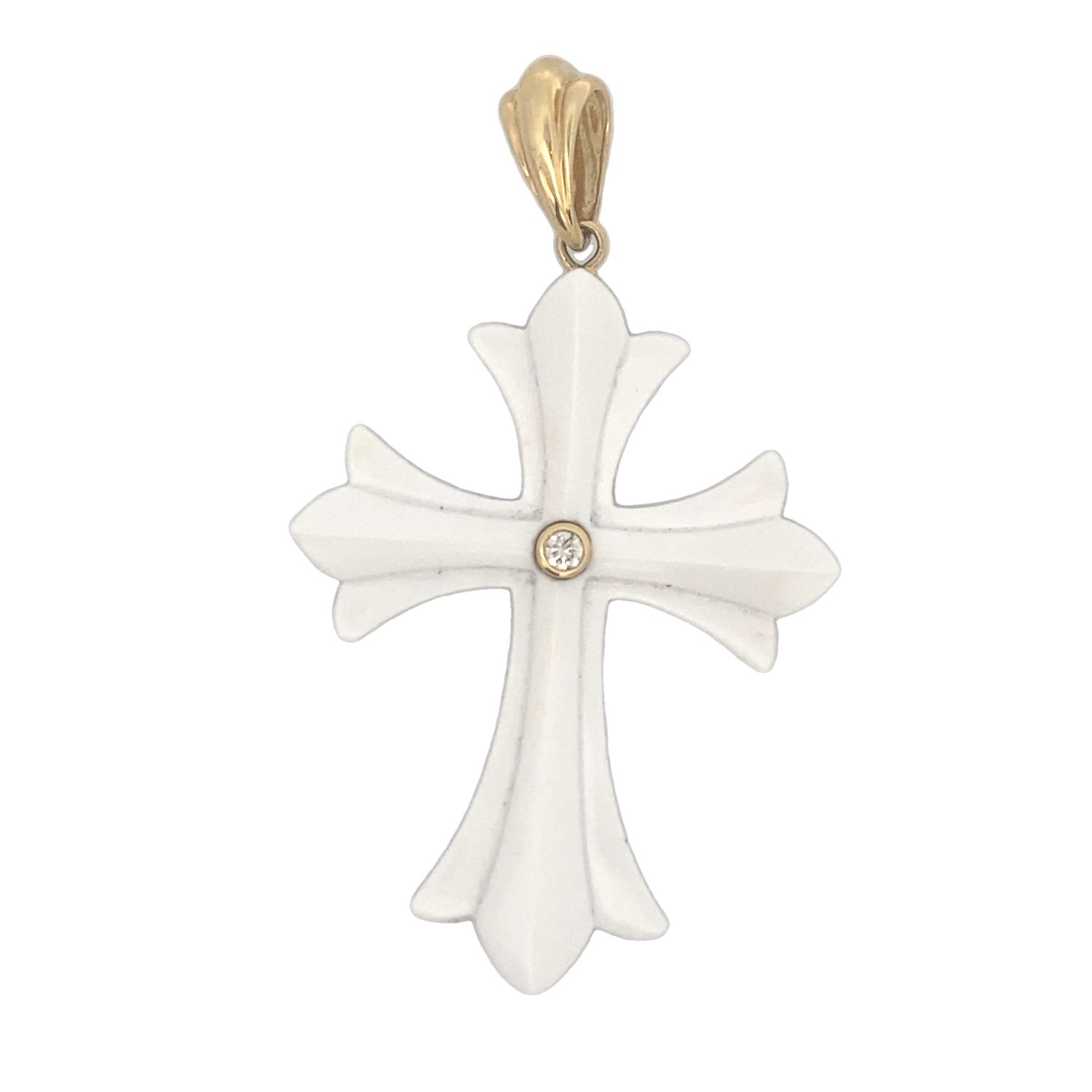 DIJE ORO AMARILLO CRUCIFIJO ONIC BLANCO D0.10 18K