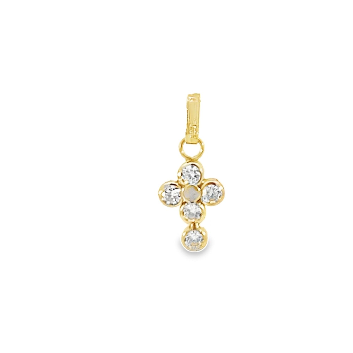 DIJE ORO AMARILLO CRUCIFIJO 5 CIRCONIA MINI 14K
