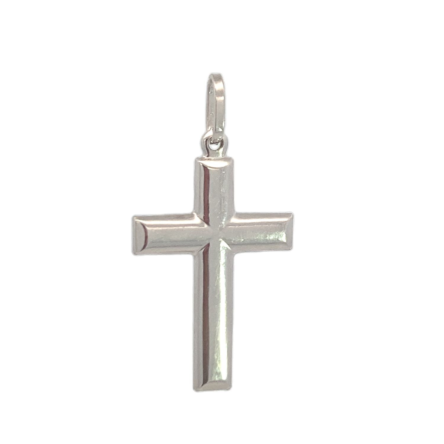DIJE ORO BLANCO CRUCIFIJO LISO MEDIANO 14K
