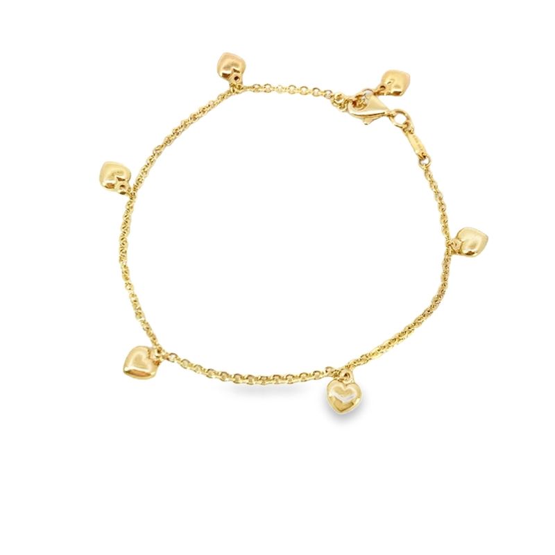 BRAZALETE ORO AMARILLO VARIAS CORAZONES LISOS 14K
