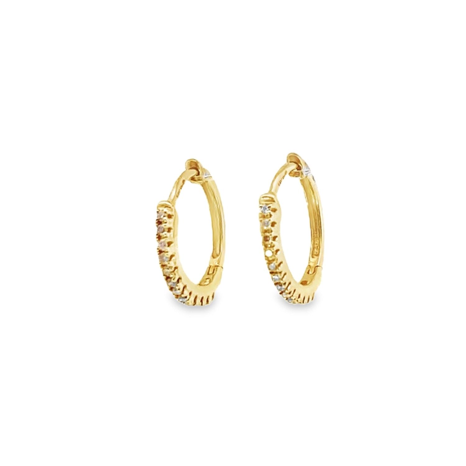 ARETES ORO BLANCO/AMARILLO  HOGGUIES DIAMANTES FINOS PEQUEÑOS  14K